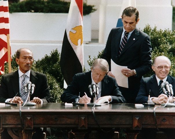 Signing of Camp David Peace Accord (President Jimmy Carter, Egyptian President Anwar Sadat and Israeli Prime Minister Menachem Begin)